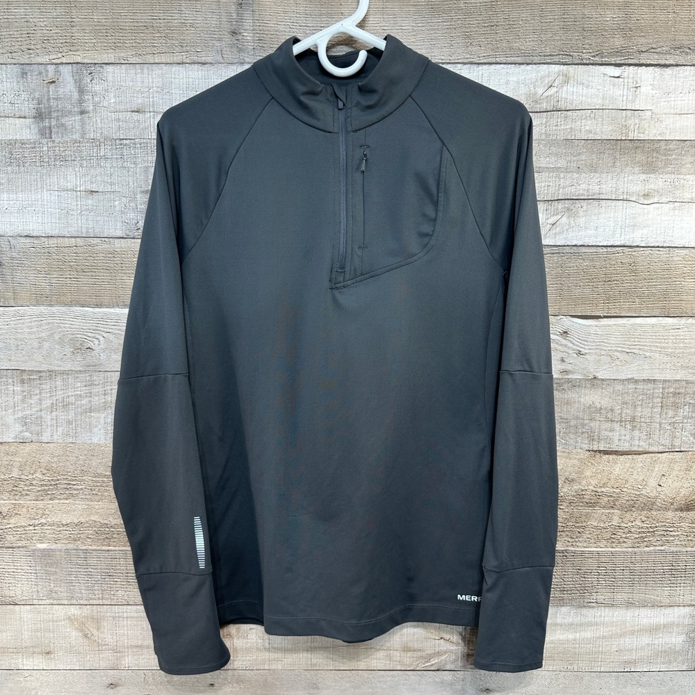 Merrell SelectWick Womens Grey 1/4 Zip Pullover Athletic Reflective Athleisure L